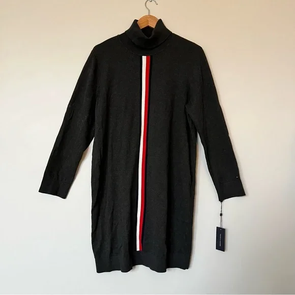 Flag Stripe Turtleneck Cotton Sweater Dress - Picture 7 of 10